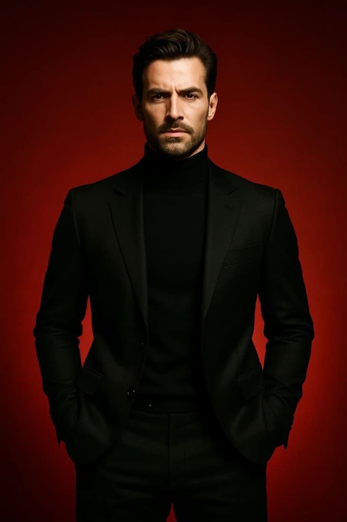 MUSAFIR black blazer with turtleneck