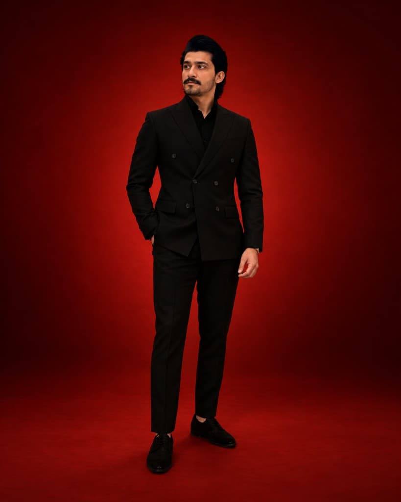 MUSAFIR black double-breasted suit