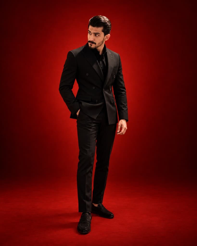 MUSAFIR formal black suit look