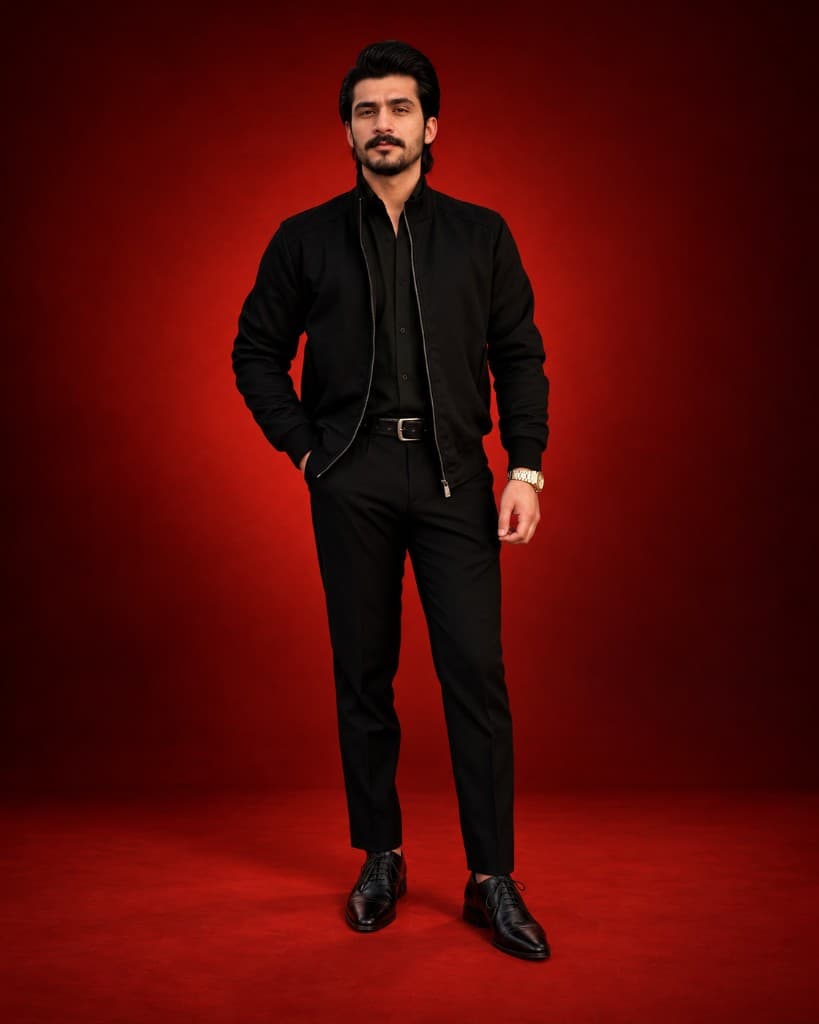 MUSAFIR smart casual black jacket look